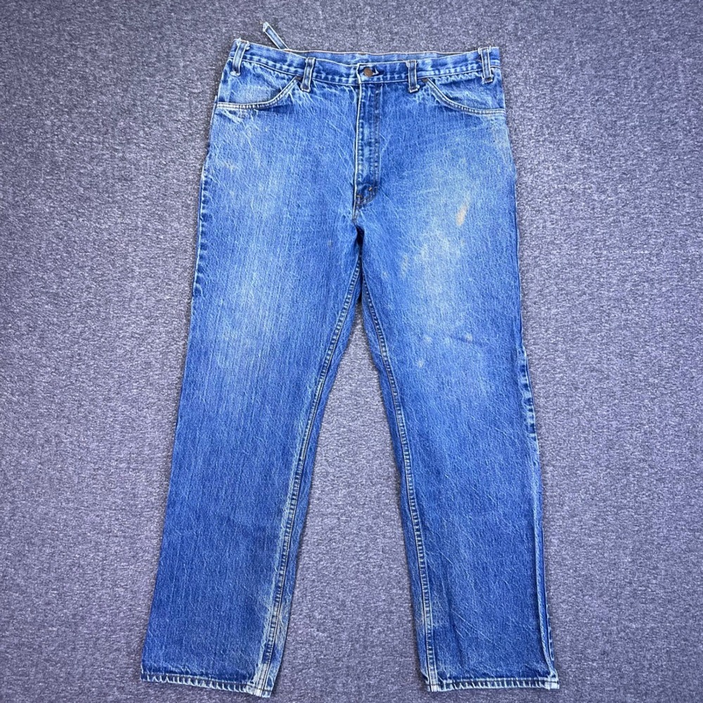 JC Pennys Plain Pockets Jeans Mens 36x29 Blue Straight Workwear Vintage Scovill‎